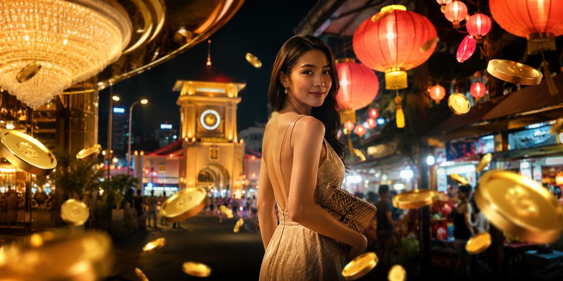 Không khí sôi động tại chợ đêm TP.HCM với màn hình game casino rực rỡ ánh đèn neon